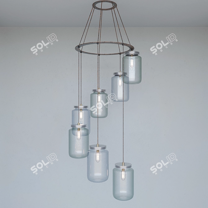 Rustic Glass Jar Pendant 3D model image 1