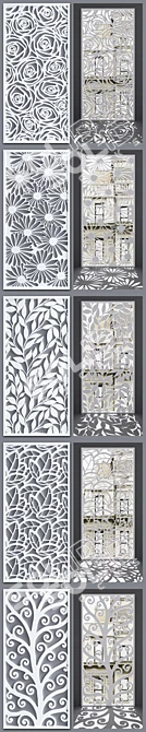 Title: Sleek Decorative Partitions | 5-Piece Set 3D model image 2