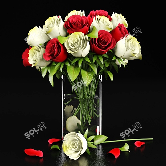 Elegant Rose Vase: Table Decor 3D model image 1