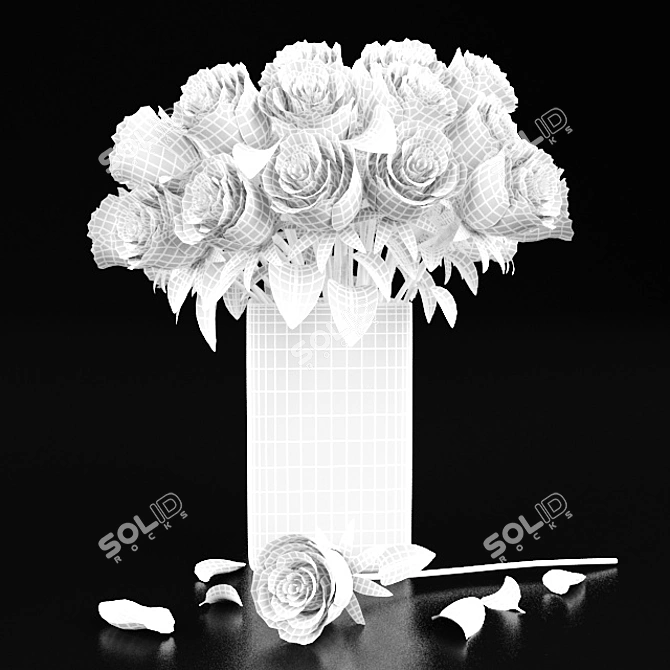 Elegant Rose Vase: Table Decor 3D model image 2