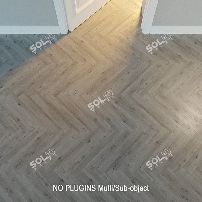 Natural Wood Herringbone Parquet 3D model image 1