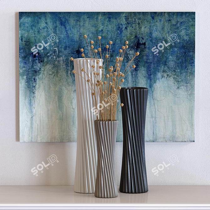 Contemporary Ceramic Vases Set 3D model image 1