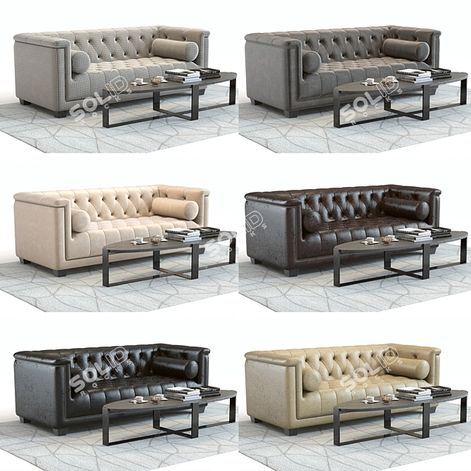 Elegant Bergamo Sofa Set: 3D High-Detail 3D model image 2
