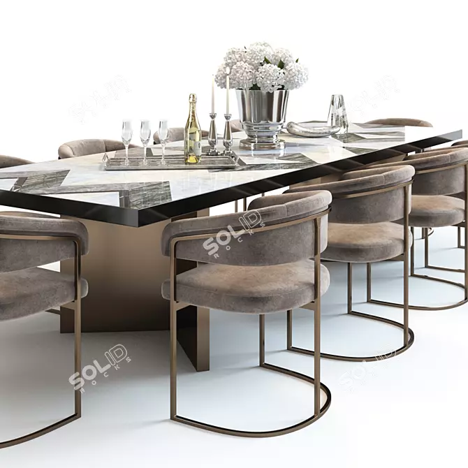 Revenging Table Set: Sofa, Chair & Decor 3D model image 2