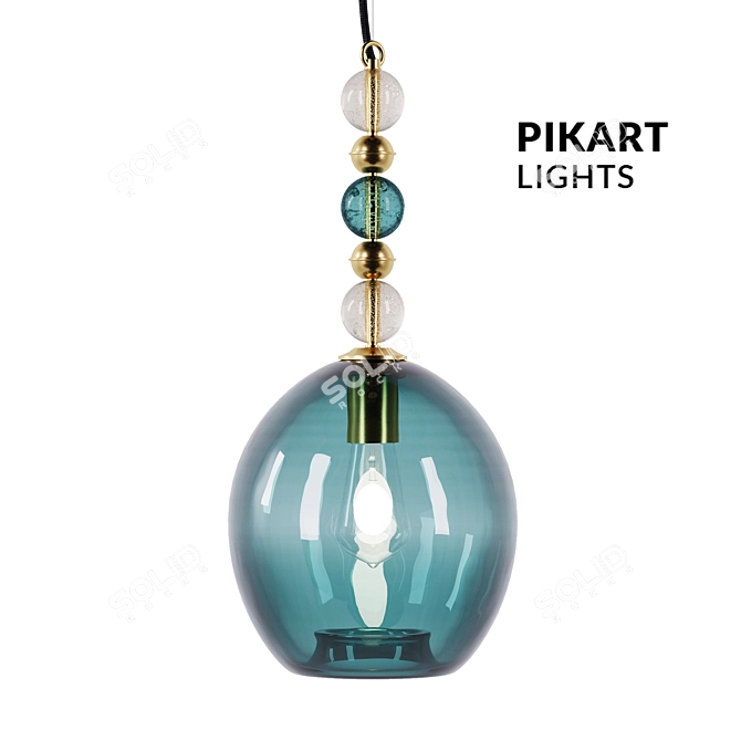 Brass & Glass Colorglass Balls Pendant 3D model image 1