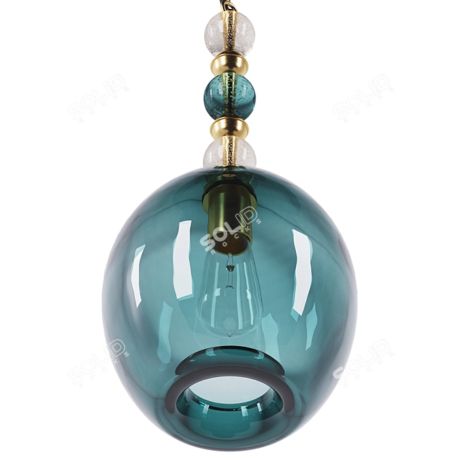 Brass & Glass Colorglass Balls Pendant 3D model image 2