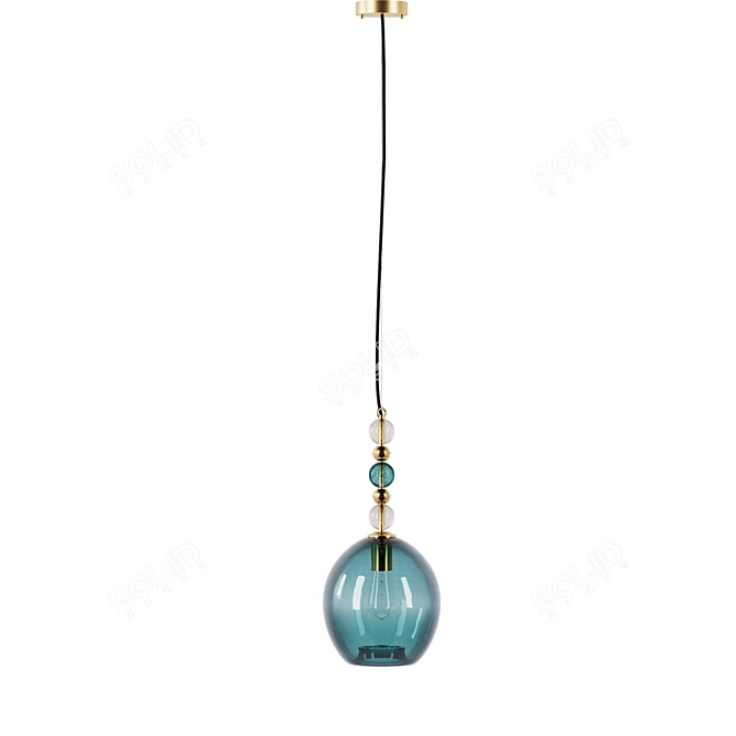 Brass & Glass Colorglass Balls Pendant 3D model image 3