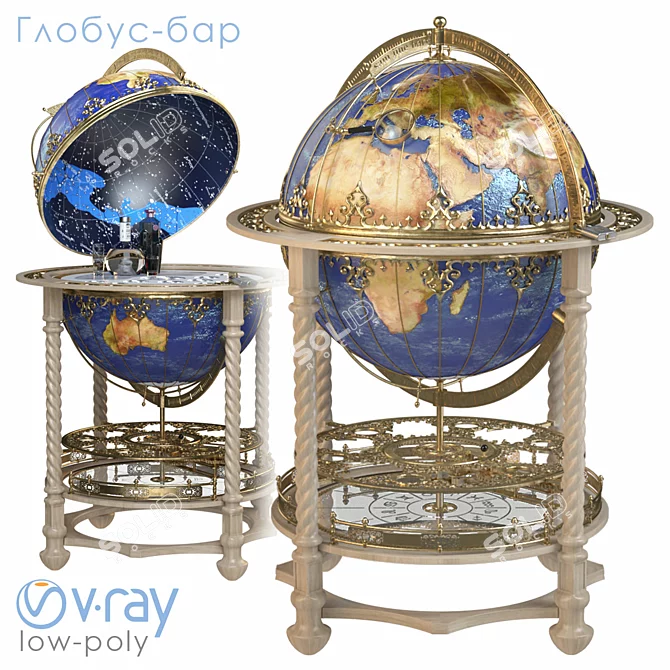 Title: TurboSip Foldable Globe Bar 3D model image 1