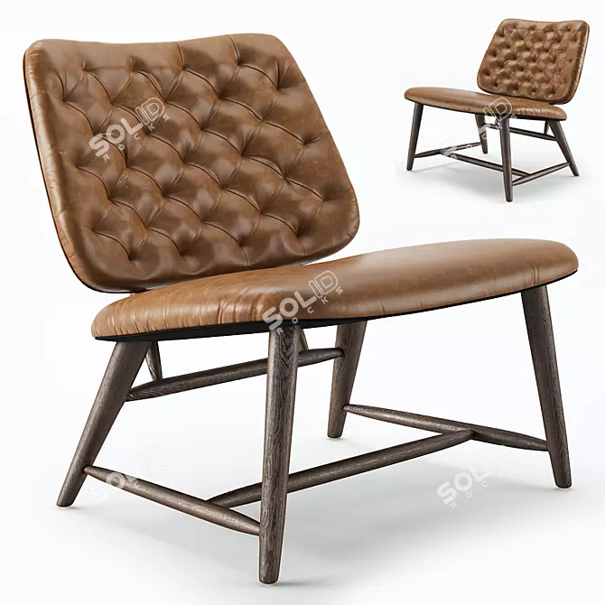 Irondale Oak and Leather Chair 3D model image 1