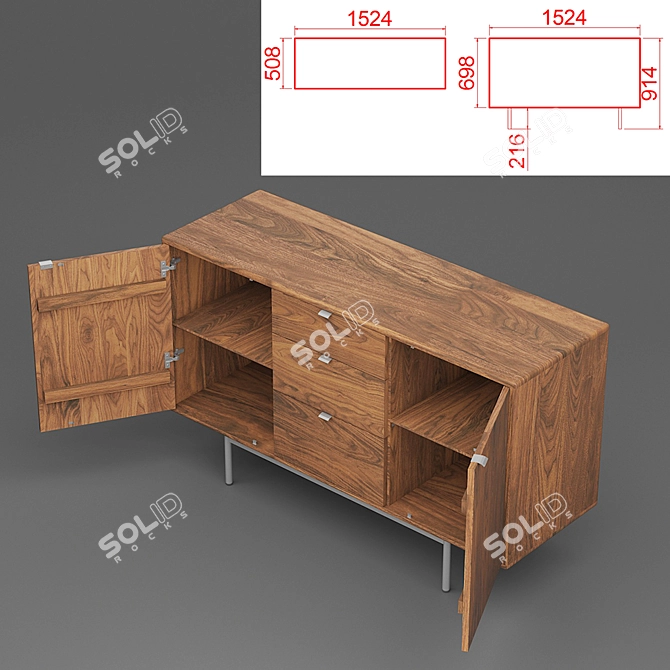 Hensley Storage Cabinets: Stylish Storage Solution 3D model image 3