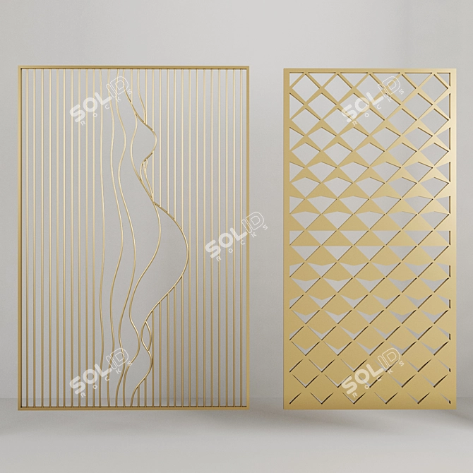 Luxury Brass Decorative Panels - Set of 4 3D model image 3