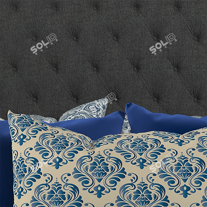 Elegant Tufted Chesterfield Bed 3D model image 2