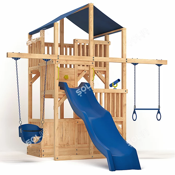 Compact Quad Swing Set 3D model image 1