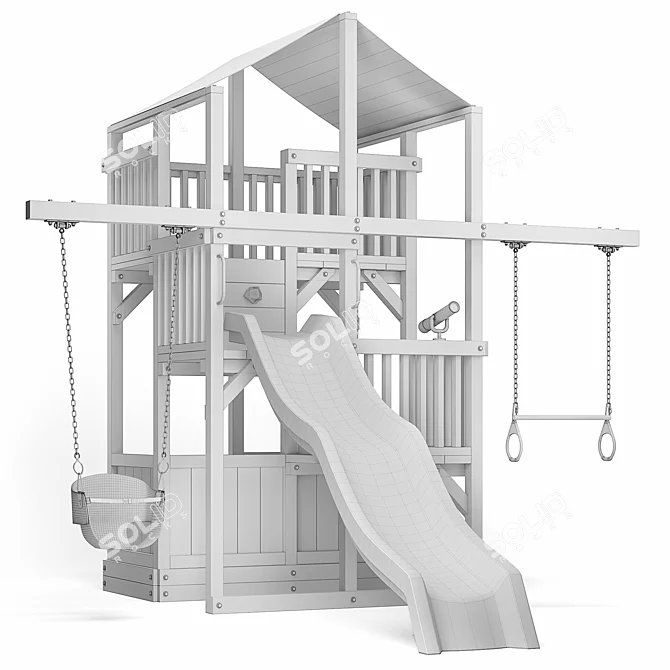 Compact Quad Swing Set 3D model image 3