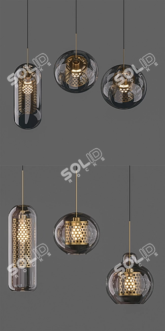 Stylish Glass Pendant Lights 3D model image 2