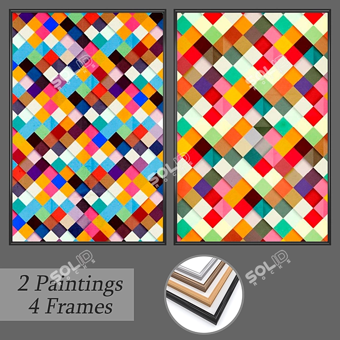 Modern Art Set: No 153 Wall Paintings 3D model image 1