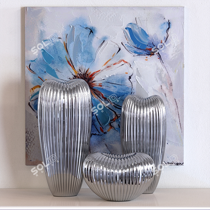 Ribbed Ceramic Vase by Howard Elliott 3D model image 1