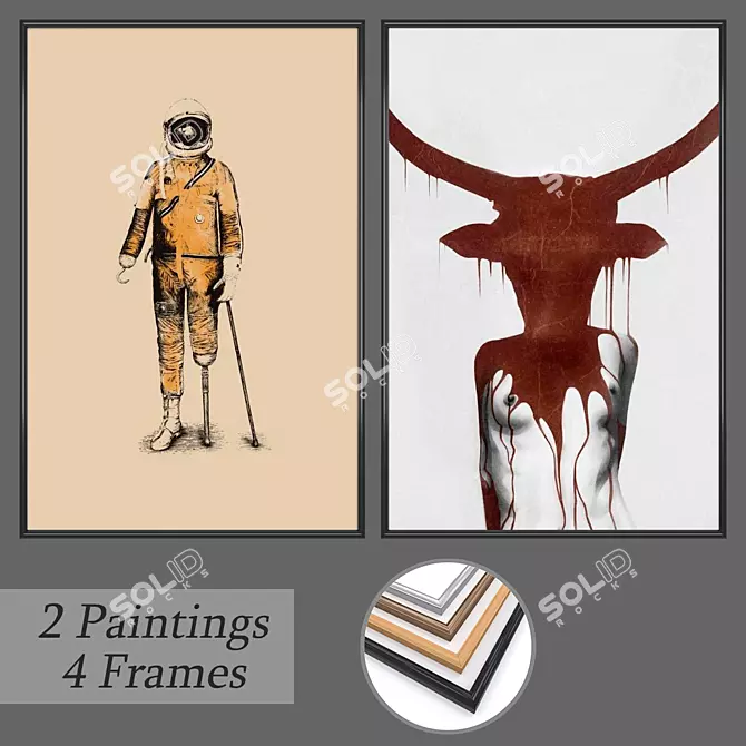 Artistic Wall Paintings Set 3D model image 1