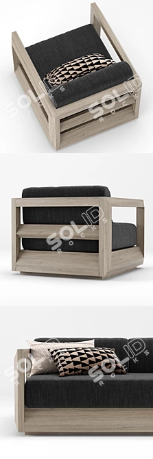 RH Outdoor Teak Sofa 3D model image 2