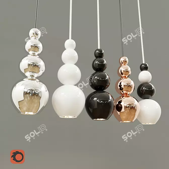 Bubble Pendant Lamp: Chrome, Porcelain & Copper 3D model image 1