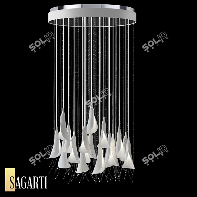 Sagarti Flora Chandelier: Elegant Porcelain and Swarovski Crystal Pendant Lighting 3D model image 1