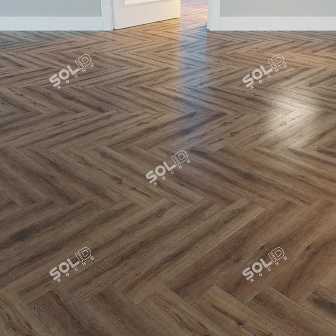 Natural Wood Herringbone Parquet 3D model image 1