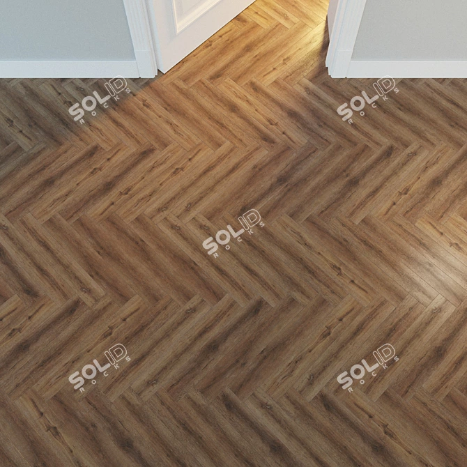 Natural Wood Herringbone Parquet 3D model image 2