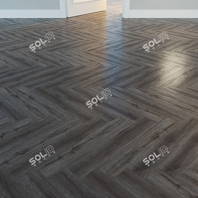 Natural Wood Herringbone Parquet 3D model image 1