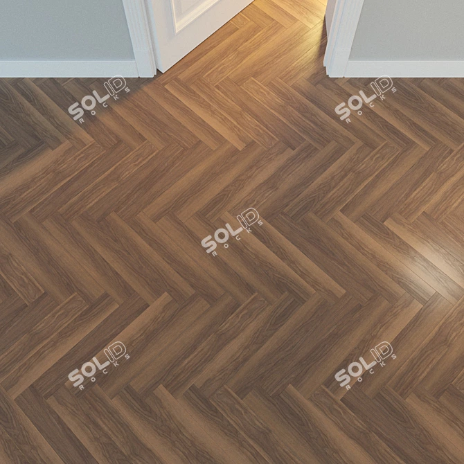 Natural Wood Herringbone Parquet 3D model image 1