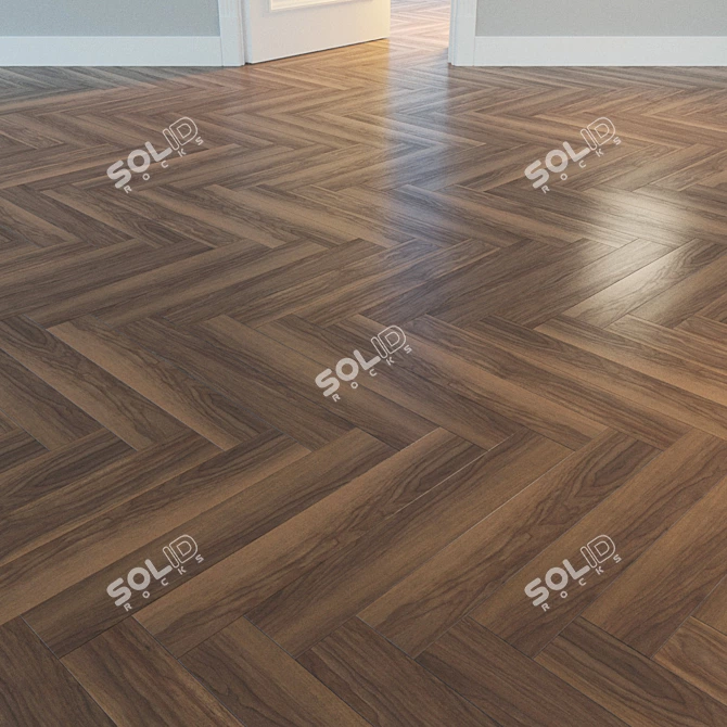 Natural Wood Herringbone Parquet 3D model image 2