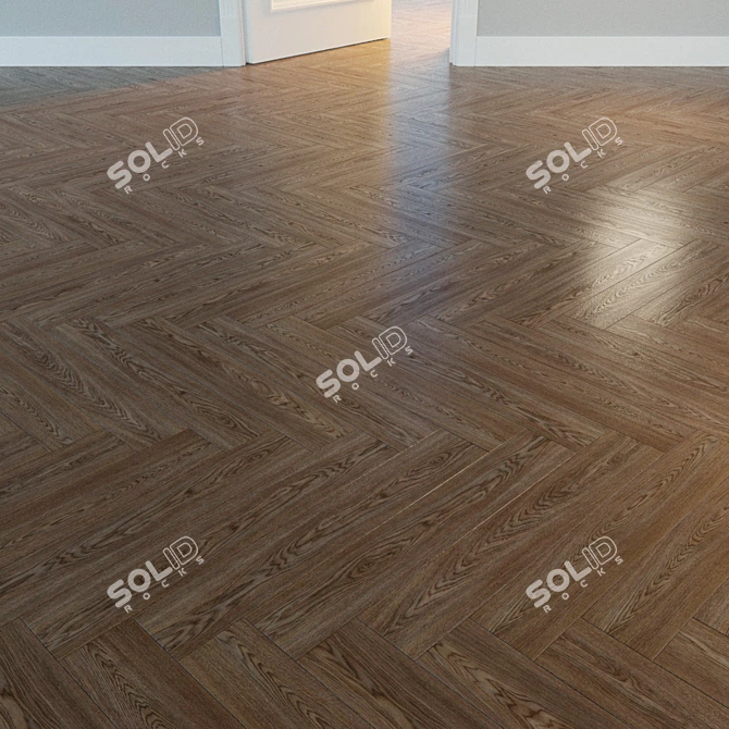 Elegant Herringbone Parquet 3D model image 2