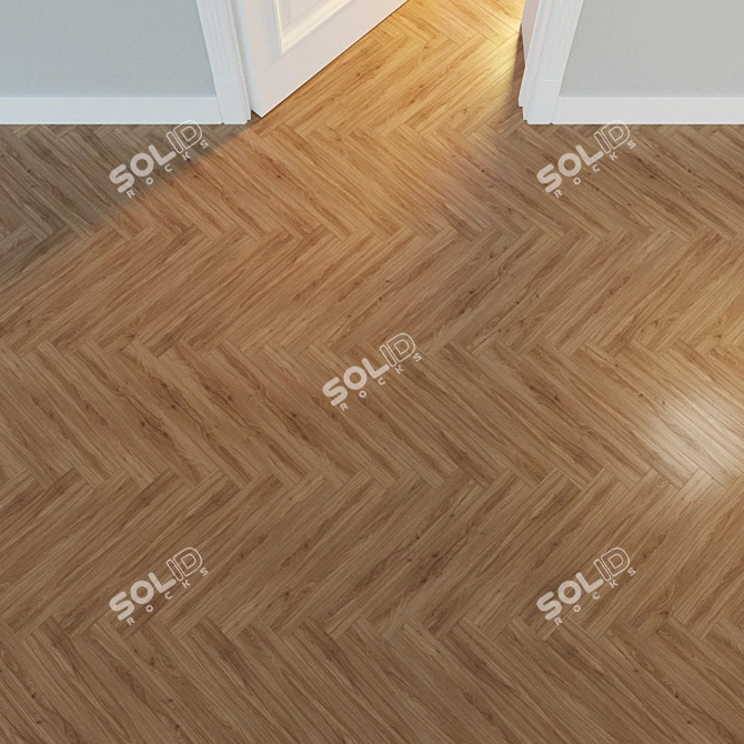 Elegant Herringbone Parquet Flooring 3D model image 2