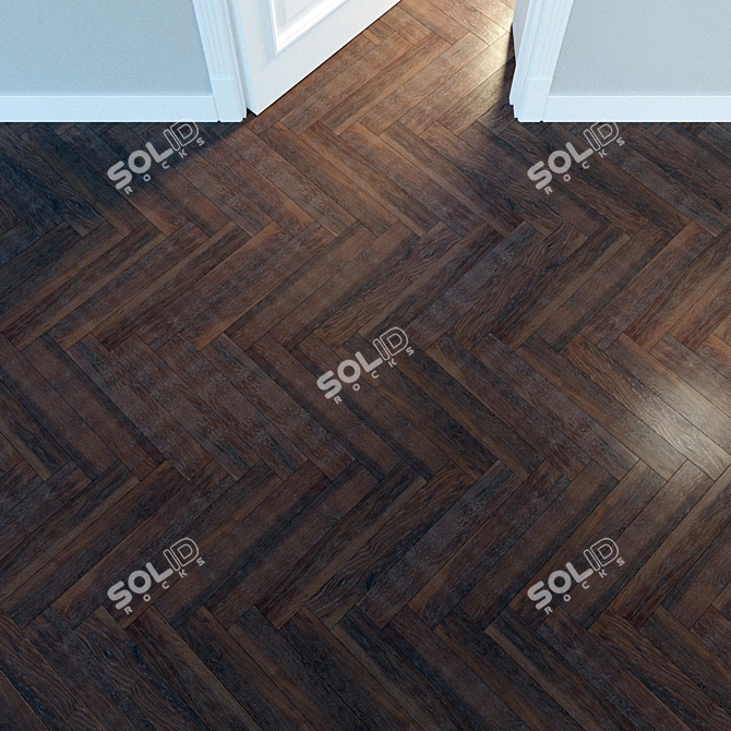 Dark Oak Herringbone Parquet 3D model image 2