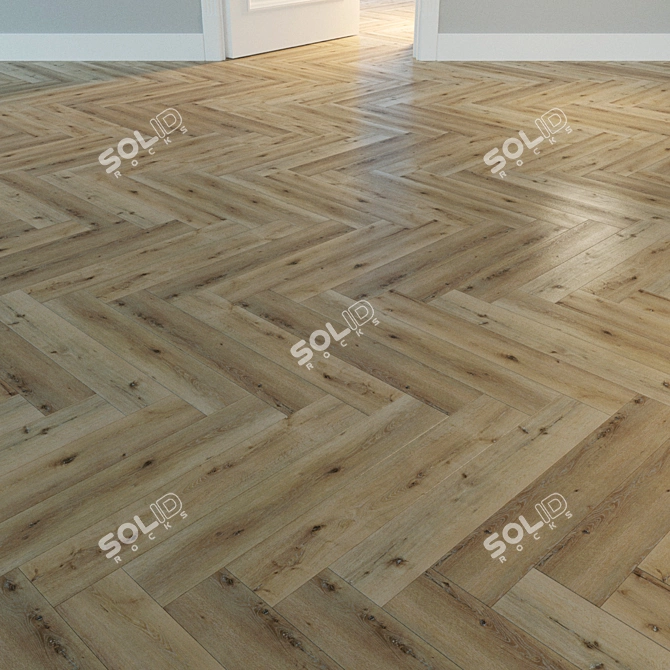 Natural Wood Herringbone Parquet 3D model image 2