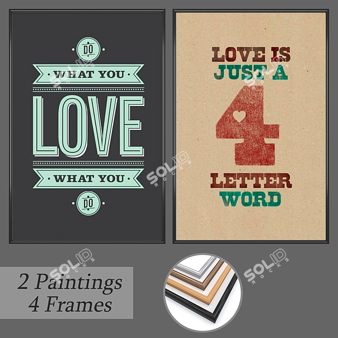 Elegant Wall Art Set with Multiple Frames 3D model image 1