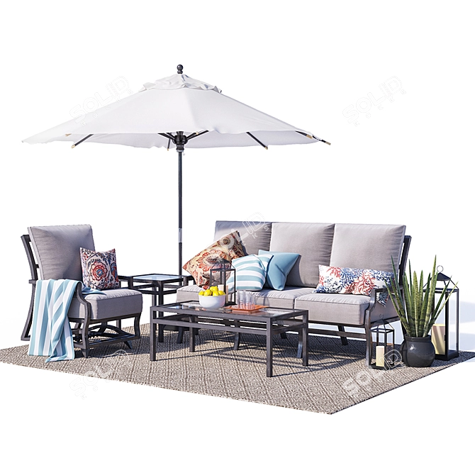 Canyon Metal Furniture Set: Stylish Outdoor Collection 3D model image 1