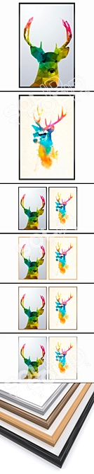 Modern Art Set 175: 2 Paintings & 4 Frames 3D model image 2