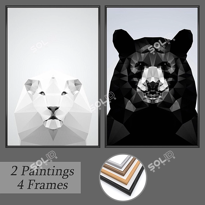 Modern Wall Art Set with Multiple Frames 3D model image 1