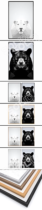 Modern Wall Art Set with Multiple Frames 3D model image 2