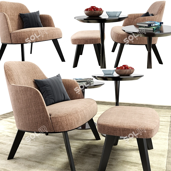 Elegant Poliform Jane Armchair Set 3D model image 1