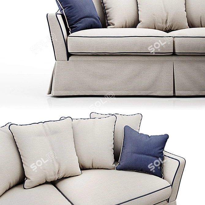 Elegant Provance Sofa in Textile and Solid Wood 3D model image 2