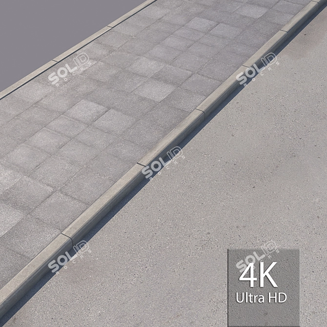 Versatile Sidewalk Kit: Tiles, Road, Curb 3D model image 2