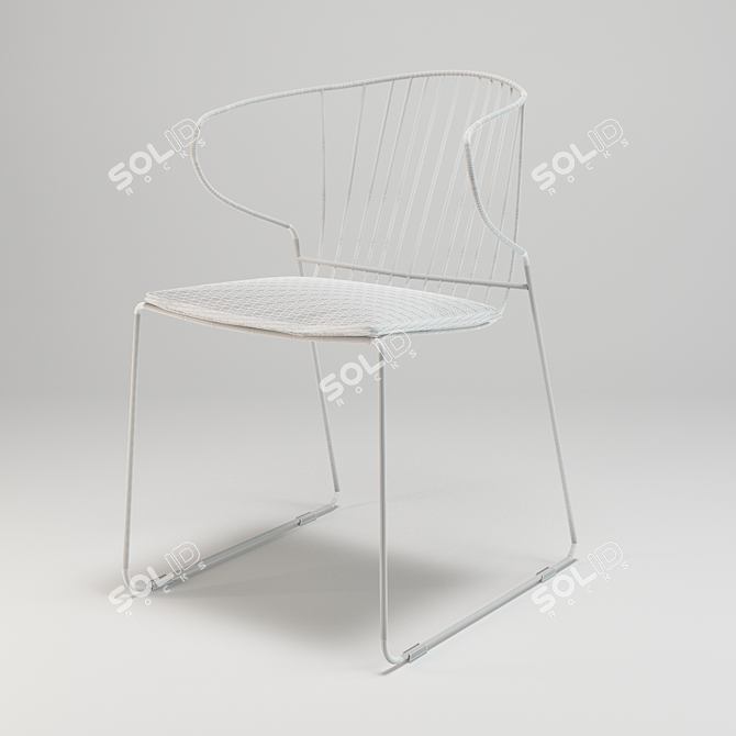 Galvanized Steel Armchair: Weatherproof & Versatile 3D model image 2