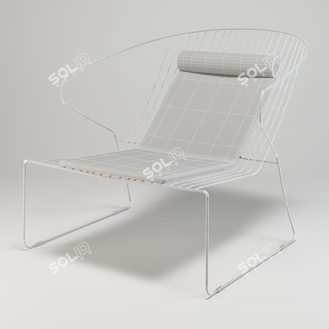Stylish Steel Lounge with Agora Cushion 3D model image 2