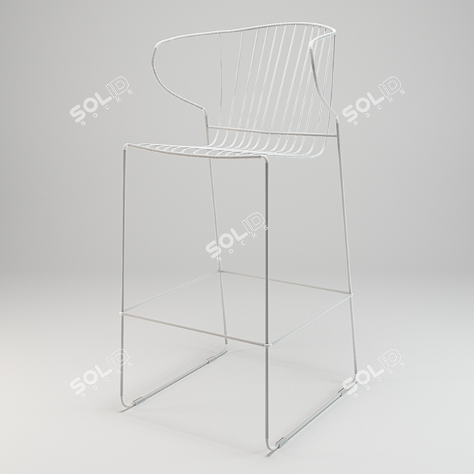 Galvanized Steel Outdoor Stool 3D model image 2