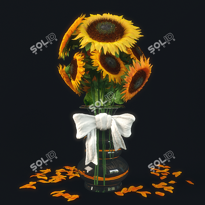 Sunflower Vase: Decorative Floral Accent 3D model image 1