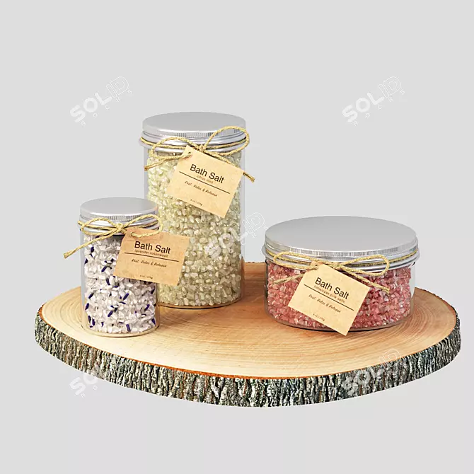 Luxury Wooden Bath Salt Tray 3D model image 1