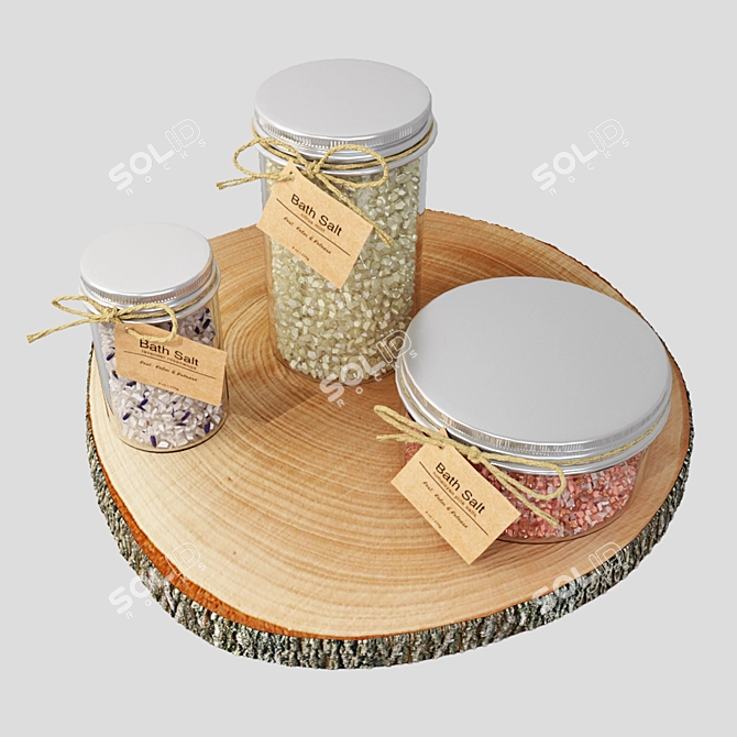 Luxury Wooden Bath Salt Tray 3D model image 2