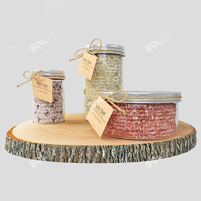 Luxury Wooden Bath Salt Tray 3D model image 3