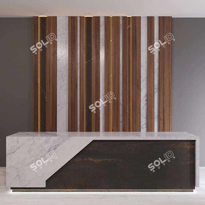 Sleek Reception Desk: 3050mm Width 3D model image 1